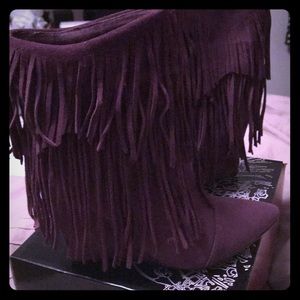 Dark plum fringe boots. Never worn.
